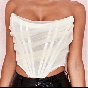 HOUSE OF CB Melinda Ivory Chiffon Boned Corset